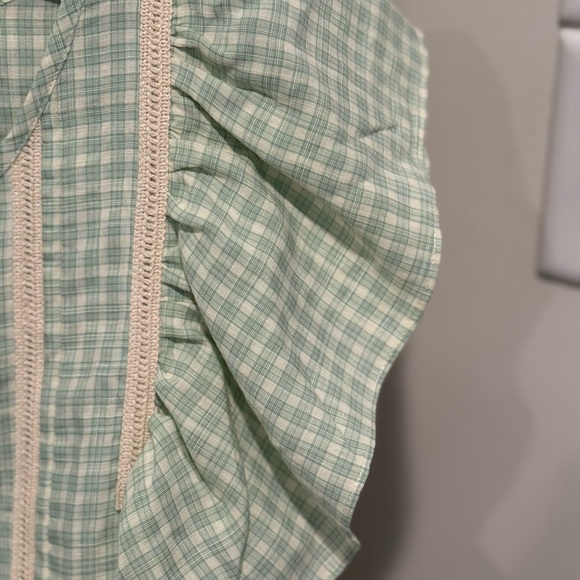 Green Checkered Ruffle Blouse - Picture 4 of 4